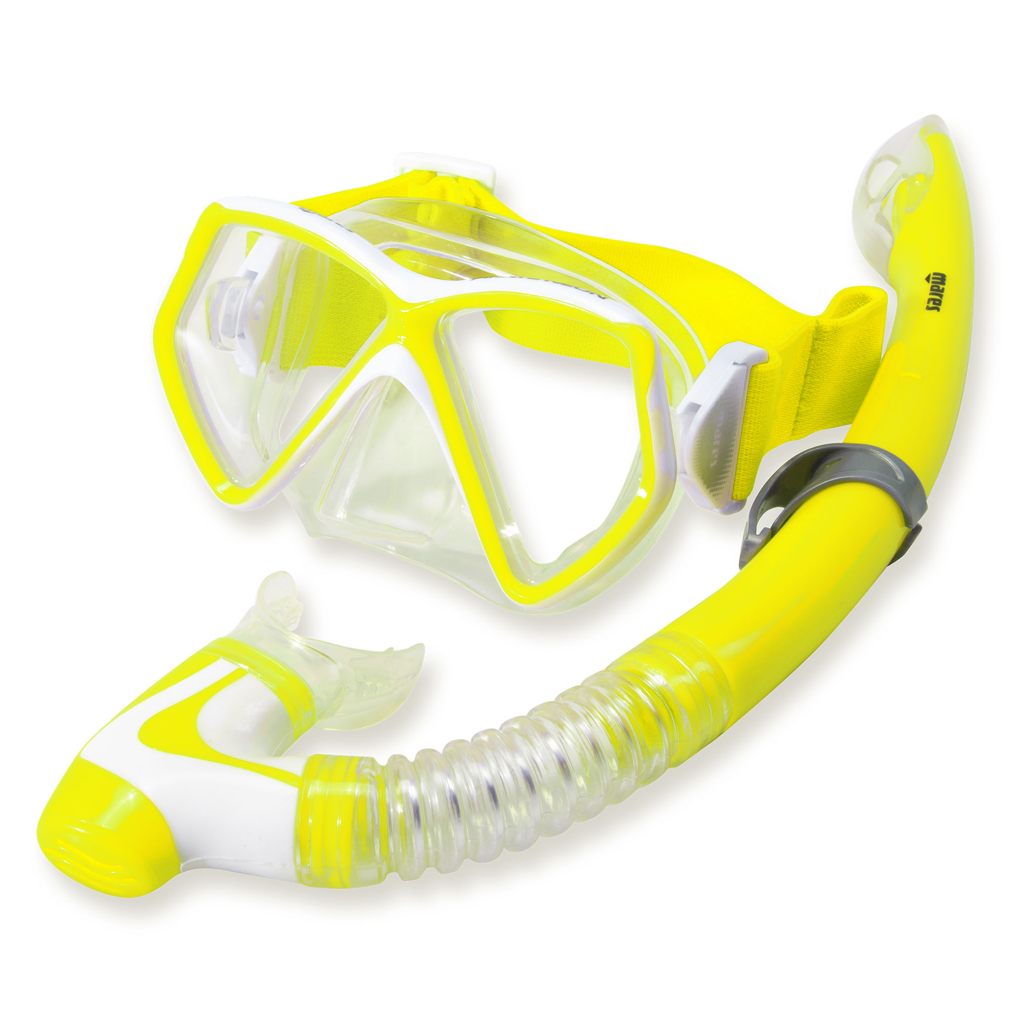 Bnineteenteam Schnorchel-Set für Kinder Schnorchel-Scuba-Brille und Silikonfinnen Gelb Schnorchel-Pakete für Kinder im Alter von 3-4 Jahren mit Maske 