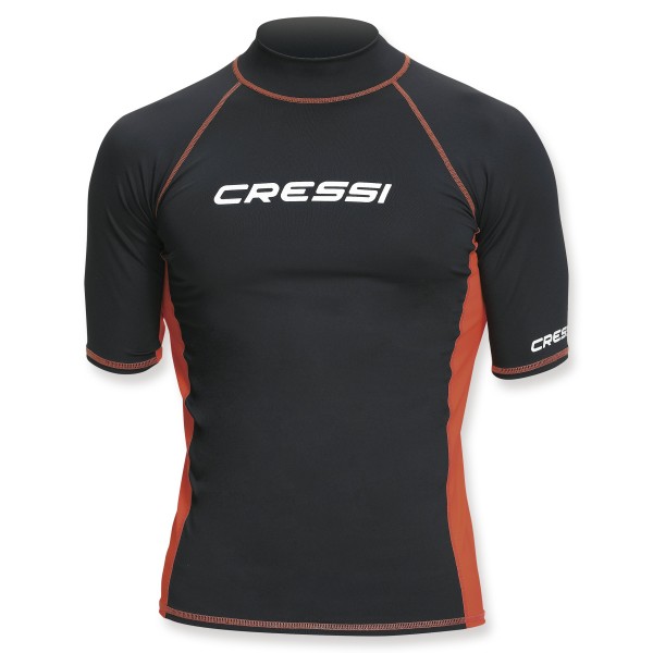 Cressi Rash Guard Shirt - schwarz orange, kurzarm Herren, UFP 40+