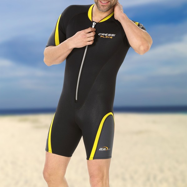 Cressi Wassersportanzug Shorty Playa 2.5 mm Neopren - Herren schwarz gelb