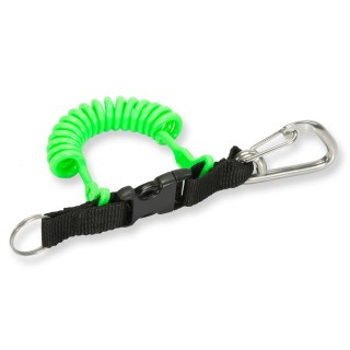 BestDivers Spiralkabel mit Karabiner und Schlüsselring - neon-grün