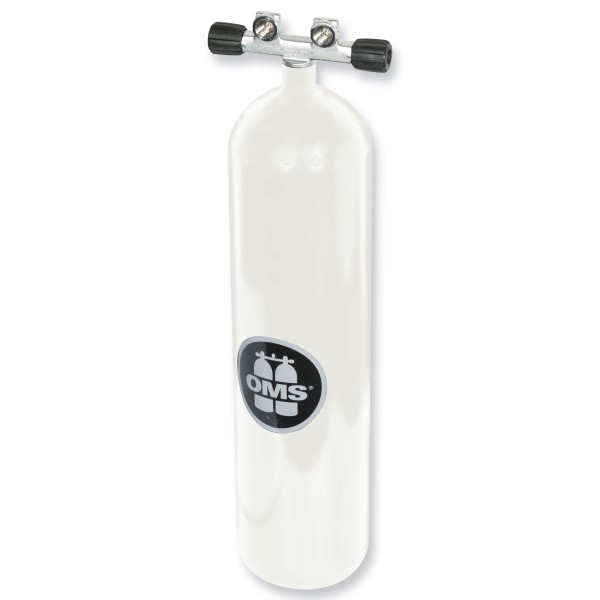 OMS - BTS Stahlflasche 12 Liter lang konkav mit Doppelventil weiß