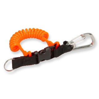 BestDivers Spiralkabel mit Karabiner und Schlüsselring - neon-orange