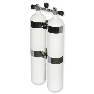 OMS - BTS Doppel-Stahlflasche 8,5 Liter KONKAV DIR Style mit Edelstahlschellen