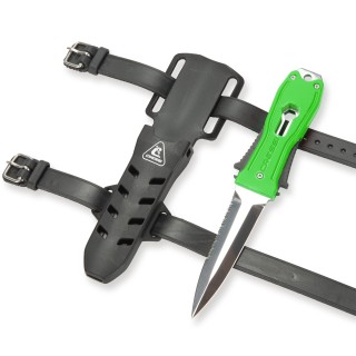 Cressi Lizard Tauchermesser schwarz grün - mit Schnellverschluss