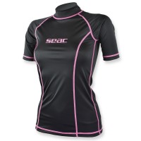 Seac T-Sun Rash Guard Damen schwarz pink - Sonnenschutzshirt kurzarm UPF 50+