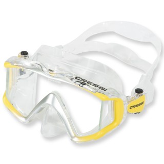 Cressi Liberty Triside Maske - clear Silikon, 3-Glas Bauweise, gelb